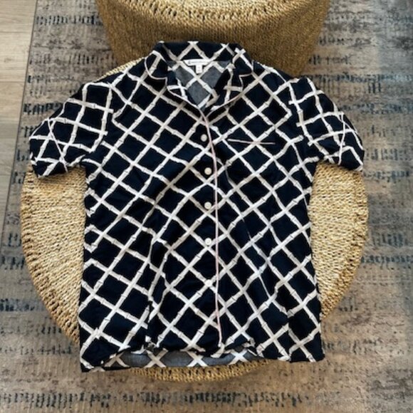 Brooks Brothers Women's Preppy Navy & White Bamboo Print Pajama Shorts Set, XS - Picture 2 of 12